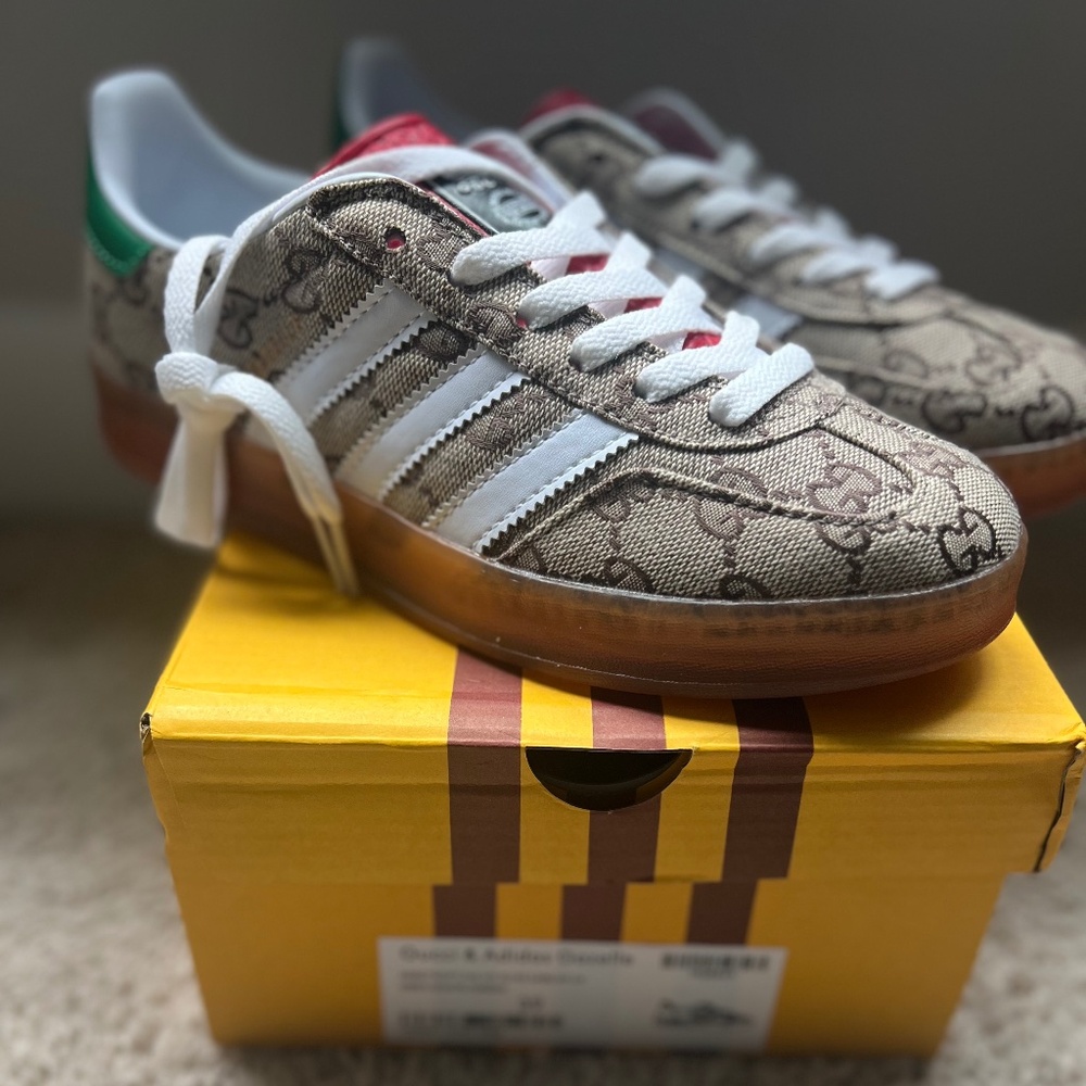 Adidas x Gucci Gazelle Beige GG Monogram